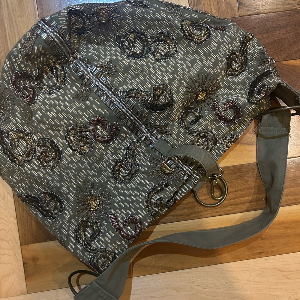Free People Olive Embroidered Bag
